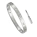 FHMZ(TM) Inspired Crystal Screw Head Driver Oval Love Bangle Bracelet with CZ Stone for Men & Women 6.5 Inch Wrists