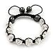 Clear Swarovski Crystal Balls & Smooth Round Hematite Beads Shamballa Bracelet - Adjustable