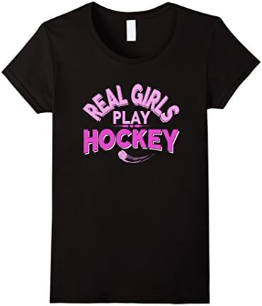 Women's Real Girls Play Hockey Shirt XL Black