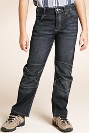 Pure Cotton Contrast Stitch Panelled Bow Leg Jeans [T87-5904J-S]