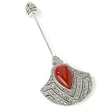 Sterling Silver Carnelian & Marcasite Fan Stick Pin