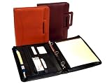 TOP GRAIN NAPA LEATHER Zip Around Binder Portfolio