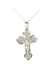 14K White Gold Crucifix Charm
