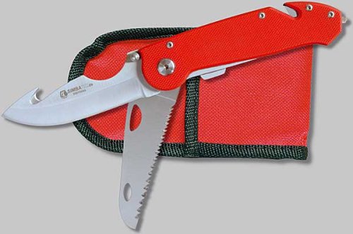 Jagdmesser und Rettungsmesser SIMBATEC mit Aufbrechhaken, Säge, Gurtschneider und Scheibenzertrümmerer