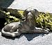Cast Iron 13 BUDDY Puppy DOG SCULPTURE With A CHOCOLATE VERDI HUES Finish GARDEN / HOME STATUE