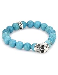 King Baby 10mm Turqouise Bead Bracelet with Day of the Dead Skull