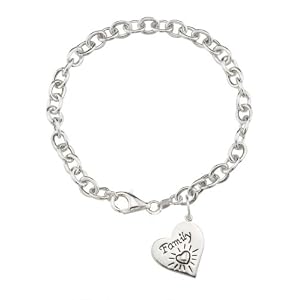 Buy Sterling Silver Family Heart Charm Link Bracelet by Amazon.com Collection
