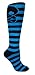 MOXY Socks Black and Cobalt Blue Striped Skull Fitness Deadlift Knee-High Socks