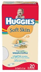 Huggies Soft Skin Disposable Washcloth 20-Count Package (Pack of 4)