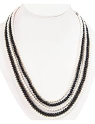 Fashionable 5 Strands Natural Refined Sapphire & Fresh Water Pearl Beaded Necklace