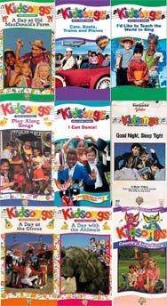 kidsongs set 9 vhs: Kidsongs A Day with the Animals, Kidsongs - I Can Go To The Country, Kidssongs - Play-Along Songs, Kidsongs: Cars Boats Trains & Planes, Kidsongs - Good Night, Sleep Tight, Kidsongs: I'd Like to Teach World to Sing , Kidsongs: A Day At Old MacDonald's Farm, Kidsongs: A Day at the Circus, Kidsongs: I Can Dance
