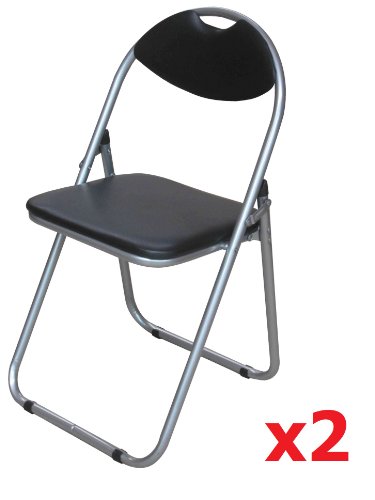 Pack of 2 Chairs - Black Padded Folding Office, Computer, Desk Chairs top Garden Furniture product Pack of 2 Chairs - Black Padded Folding Office, Computer, Desk Chairs picture