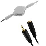 GTMax 3.5mm Retractable Stereo Audio Cable M/M + 6FT 3.5mm Stereo Audio Extension Cable M/F for Cellphone, MP3 player, iPod, iPhone, iPad, HP TouchPad with 3.5mm jacks (Electronics)