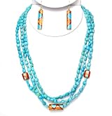 Necklace/Earring Set -Turquoise with Inlay Spacers