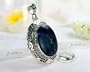 GORGEOUS DEEP BLUE FLOWER Designer Sterling Silver Sugilite, Turquoise Pendant