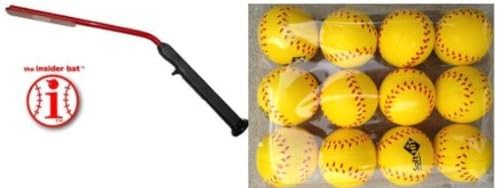 Baseball Training Bat Package Insider Bat & 12 Yellow Soft Hit Baseballs (Model 7 for Ages 12 & Older) (07)