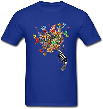 FLLVXP Men's Gun And Flowers T-shirt Royal Blue S