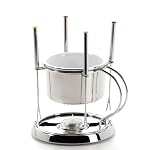 Domestic 923529 Spezialit�ten Fondueset 7-teilig mit je 1 Topfuntersetzer , Edelstahlhalter, Keramikeinsatz und 4 Fonduegabeln mit Edelstahlgriff, silber