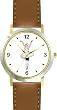 White Ballerina - Ballet Dancer No.2 - WATCHBUDDY&reg; DELUXE TWO-TONE THEME WATCH - Arabic Numbers - Brown Leather Strap-Size-Large ( Men's Size or Jumbo Women's Size )
