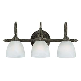 Finley Hill - 3 Light Bathroom Vanity Lighting Fixture - Black with Gold - Honey Glass -... by Jeremiah