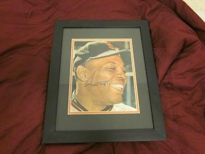 Willie Mays San Francisco Giants Auto Framed Photo PSA - Framed MLB Photos, Plaques, and Collages