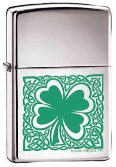 Zippo Celtic 4 Leaf Clover HP Chrome Lighter, 7752