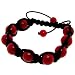 Black & red Buddhist macrame beaded bling shamballa bracelet