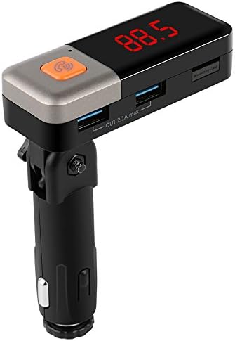 Digeek LCD Display Car Kit Wireless FM Transmitter Adapter 180 Degree Rotating Two Sides Plug In Dual USB Charging Port Car Charger (A)