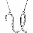 14k White Gold Lovely U Initial Diamond Necklace