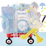 Look What The Stork Delivered- Boys Personalized Wagon Baby Gift Basket