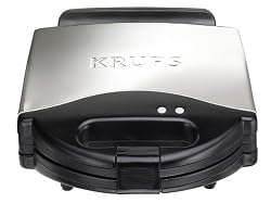 Krups 654-75 Wafflechef 4-Slice Belgian Waffle Maker with Non Stick Plates LED Indicators, Stainless Steel