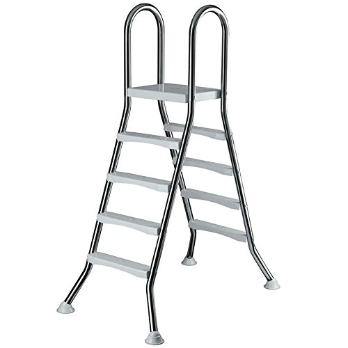 Edelstahl Poolleiter V2A - 1,20m Für Teilversenkte Pools Mit Rutschfesten Stufen