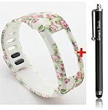 Smart Tech Store Roses Flowers White Replacement Band With Clasp for Garmin Vivofit Only /No tracker/ Wireless Activity Bracelet Sport Wrist band Garmin Vivo fit Bracelet Sport Arm Band Armband