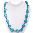 Handmade Turquoise Necklace With Silver Floral Beads