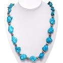 Handmade Turquoise Necklace With Silver Floral Beads