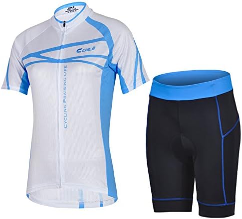 Women's Quick-Dry Cool Short Sleeve Cycling Jersey 3D Padded Short Set Devil Style (Color Blue Size S)