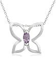Sterling Silver Amethyst Butterfly Pendant, 18"
