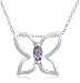 Sterling Silver Amethyst Butterfly Pendant, 18"