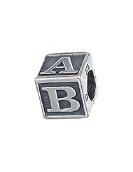 Zable (tm) Sterling Silver Baby Block Pandora Compatible Bead / Charm