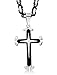Jstyle Stainless Steel Mens Cross Necklace Pendant for Boys Byzantine Chain Black 5mm 22 Inch