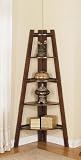 Wood Corner Shelf Rack - Cherry Brown Finish