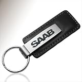 SAAB Black Leather Key Chain