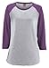 LAT 3530 - Ladies' Fine Jersey Three-Quarter Sleeve Baseball T-Shirt, Vintage Heather/ Vintage Purple, X-Large