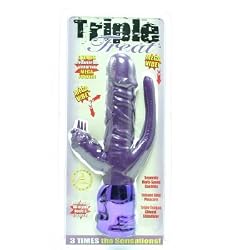 Golden Triangle Triple Treat Vibrator, Purple