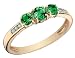 Three Stone Emerald Ring with Diamonds 1/2 Carat (ctw) in 10K Yellow Gold