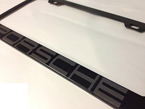 Porsche License Plate Frame Black w/ Screw Covers