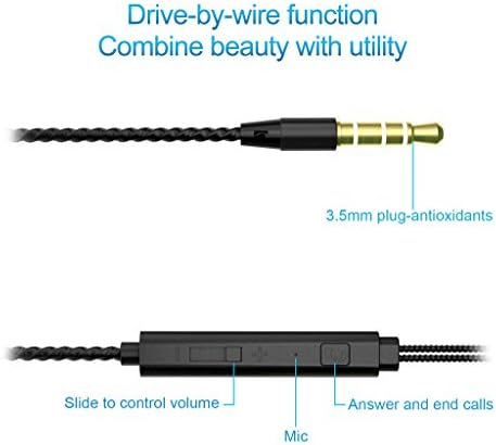 BSBESTE Gold-plated 3.5mm In-Ear Stereo Headset with Microphone,Precision Bass Earbuds for Apple iPhone 6 / 6 Plus / 5 / 5S ,Samsung Galaxy S6 Android Smartphone - Black