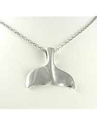 Whale Tail Sterling Silver Necklace Nautical Marine Ocean Wildlife Jewelry