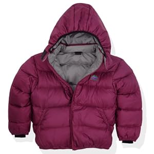 Molehill Kids Down Hooded Jacket (700 Down Fill), Berry, 3T