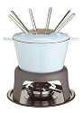 Kitchen Craft Cast Iron Enamelled Fondue Gift Set with Six Forks - Light Blue